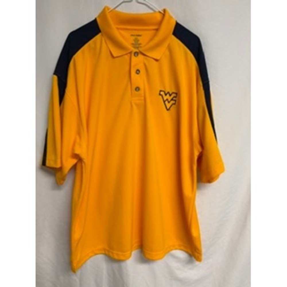 Pro Edge West Virginia Mountaineers WVU Polo Shirt Mens XL Gold Navy Blue Sport